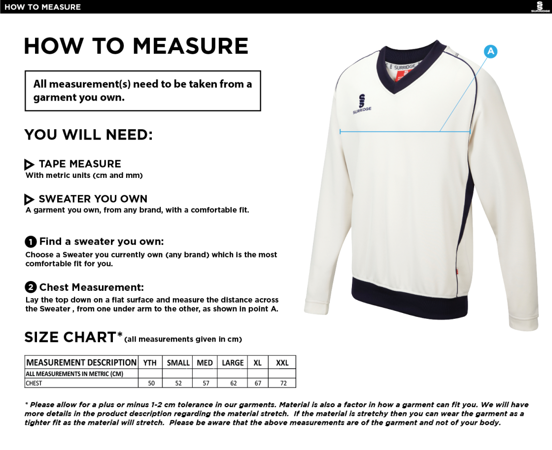 Settle CC - Long Sleeved Sweater - Size Guide