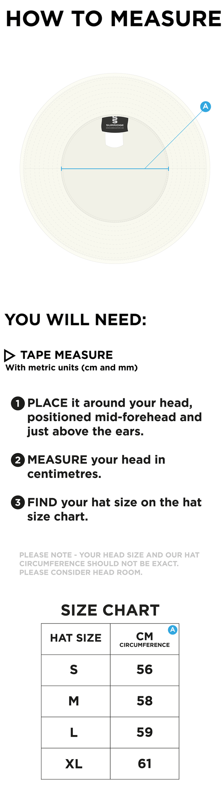 Settle CC - Floppy Hat - Size Guide